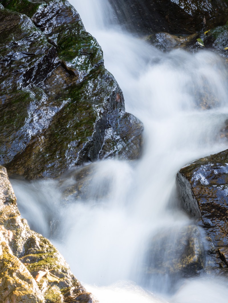 Freshwater flowing around rocks